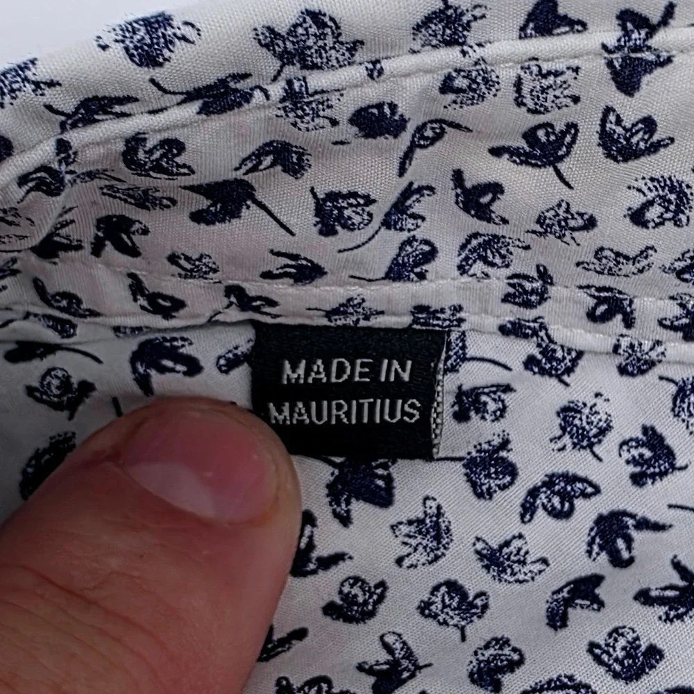 Rodd &‎ Gunn Mens Sports Fit Floral Button-Down Shirt White Navy Blue